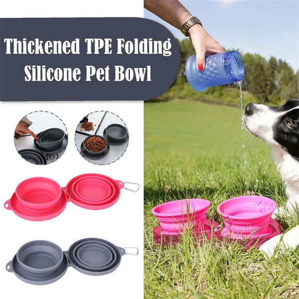 Rubber Foldable Double Bowl Pet Feeding Bowl Pets Supplies Dog Cat Bowls - Yahko Merchandise