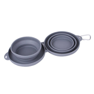 Rubber Foldable Double Bowl Pet Feeding Bowl Pets Supplies Dog Cat Bowls - Yahko Merchandise