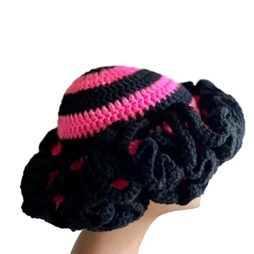 Ruffled Handmade Knit Bucket Hat - Yahko Merchandise