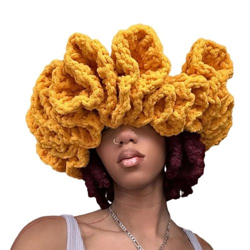 Ruffled Handmade Knit Bucket Hat - Yahko Merchandise
