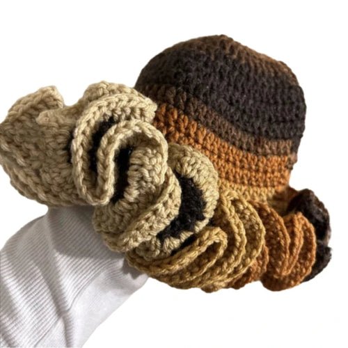 Ruffled Handmade Knit Bucket Hat - Yahko Merchandise