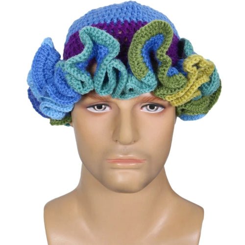 Ruffled Handmade Knit Bucket Hat - Yahko Merchandise