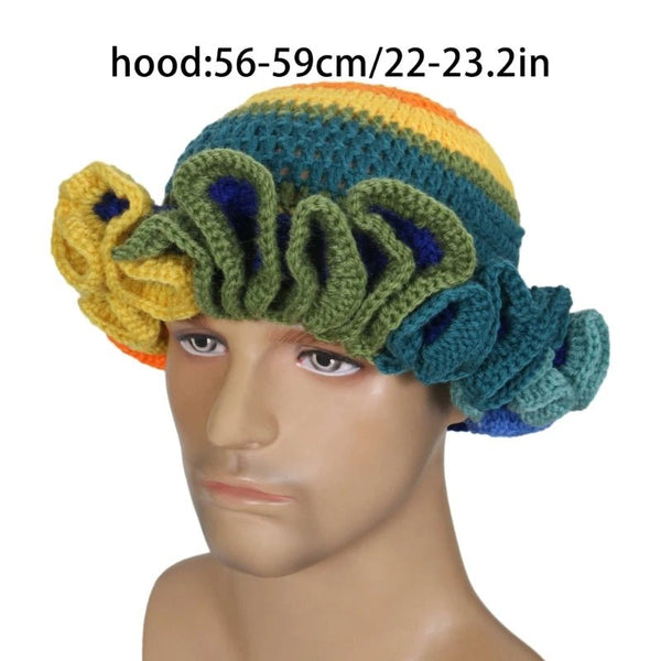 Ruffled Handmade Knit Bucket Hat - Yahko Merchandise