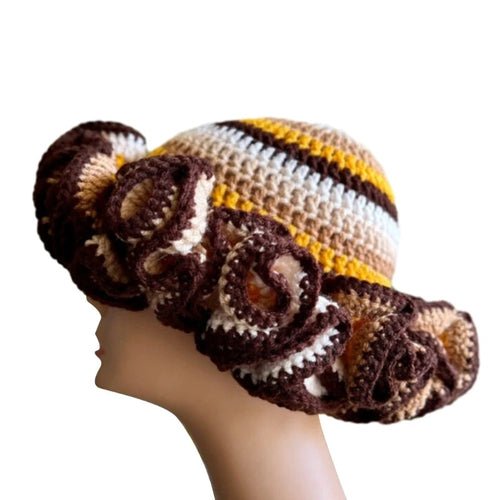 Ruffled Handmade Knit Bucket Hat - Yahko Merchandise