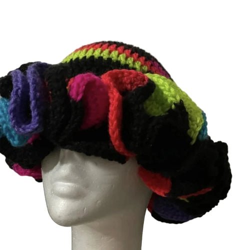 Ruffled Handmade Knit Bucket Hat - Yahko Merchandise