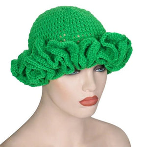 Ruffled Handmade Knit Bucket Hat - Yahko Merchandise