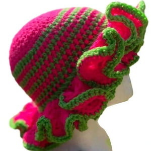 Ruffled Handmade Knit Bucket Hat - Yahko Merchandise