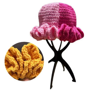 Ruffled Handmade Knit Bucket Hat - Yahko Merchandise