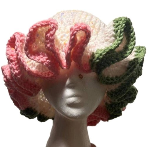 Ruffled Handmade Knit Bucket Hat - Yahko Merchandise