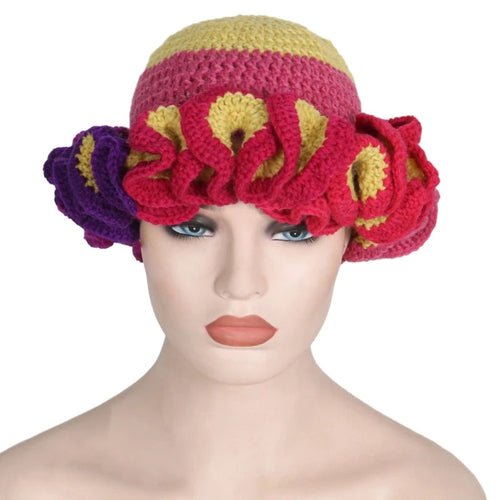 Ruffled Handmade Knit Bucket Hat - Yahko Merchandise