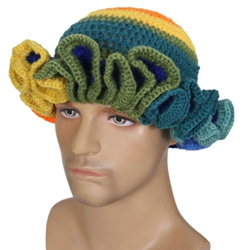 Ruffled Handmade Knit Bucket Hat - Yahko Merchandise