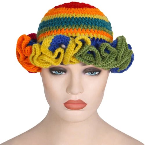 Ruffled Handmade Knit Bucket Hat - Yahko Merchandise