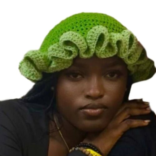 Ruffled Handmade Knit Bucket Hat - Yahko Merchandise