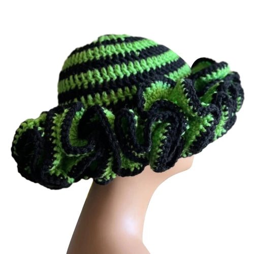 Ruffled Handmade Knit Bucket Hat - Yahko Merchandise