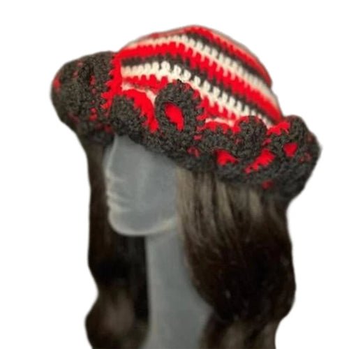 Ruffled Handmade Knit Bucket Hat - Yahko Merchandise