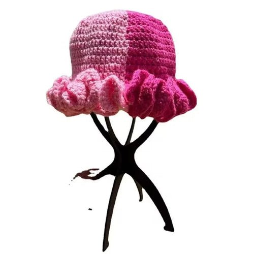 Ruffled Handmade Knit Bucket Hat - Yahko Merchandise