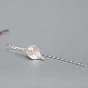 S925 Silver Pearl Ancient Style Lady Style Flower Earrings - Yahko Merchandise