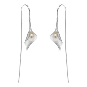 S925 Silver Pearl Ancient Style Lady Style Flower Earrings - Yahko Merchandise