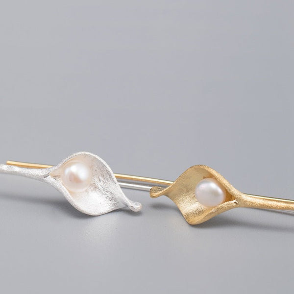S925 Silver Pearl Ancient Style Lady Style Flower Earrings - Yahko Merchandise
