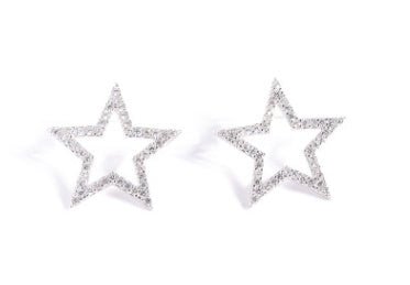 S925 sterling silver Japanese and Korean jewelry creative explosion models micro inlaid five - pointed star stud earrings earrings silver jewelry - Yahko Merchandise