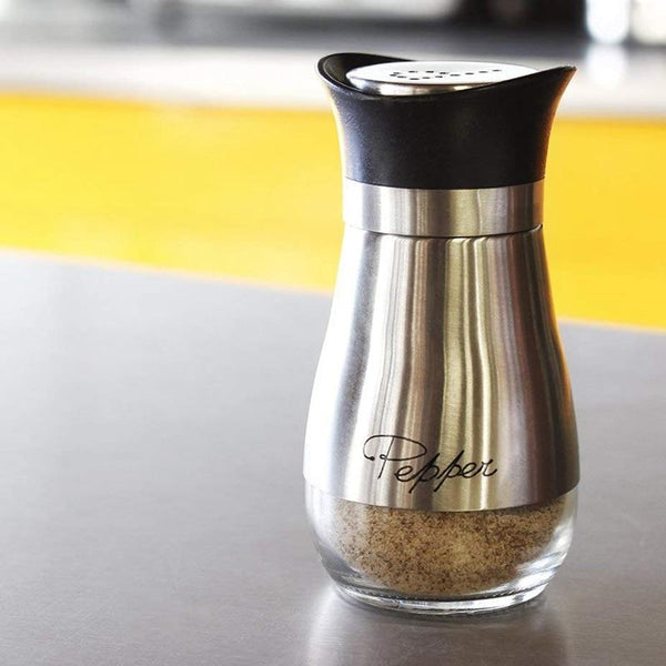 Salt and Pepper Shakers Stainless Steel Glass Set BPA Free, 4oz - Yahko Merchandise