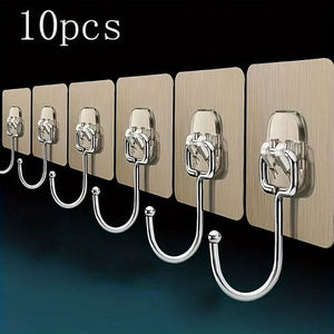 Set of 5/10 Large Adhesive Wall Hooks for Bathroom Kitchen - Yahko Merchandise