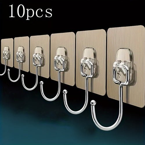 Set of 5/10 Large Adhesive Wall Hooks for Bathroom Kitchen - Yahko Merchandise