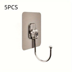Set of 5/10 Large Adhesive Wall Hooks for Bathroom Kitchen - Yahko Merchandise