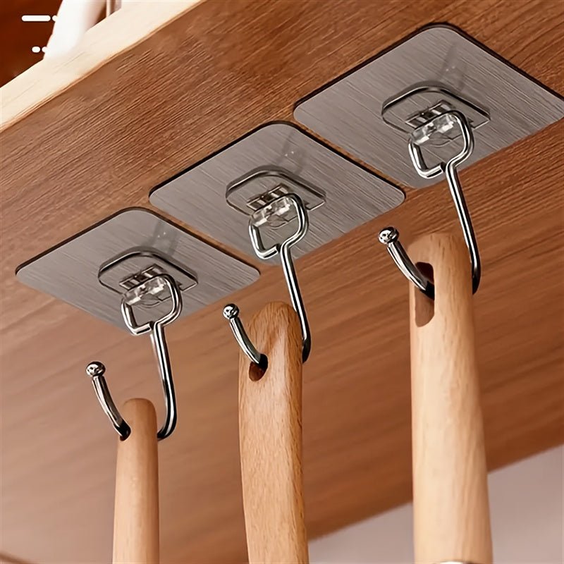 Set of 5/10 Large Adhesive Wall Hooks for Bathroom Kitchen - Yahko Merchandise