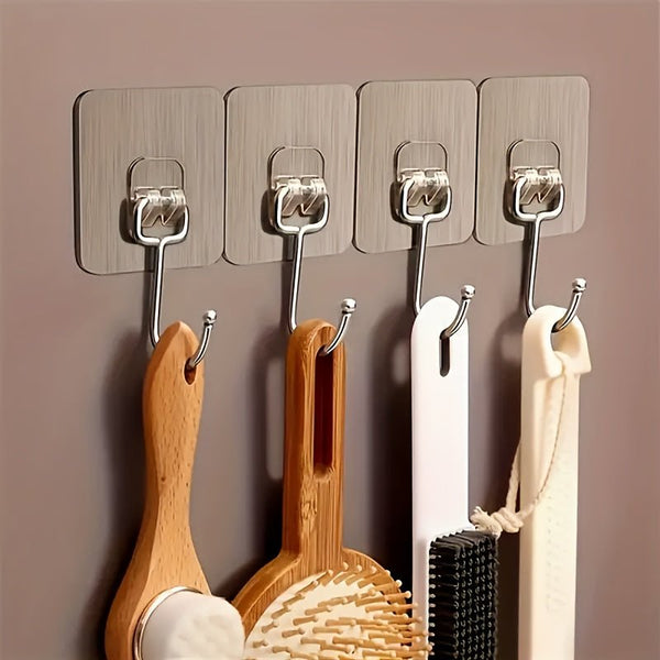 Set of 5/10 Large Adhesive Wall Hooks for Bathroom Kitchen - Yahko Merchandise