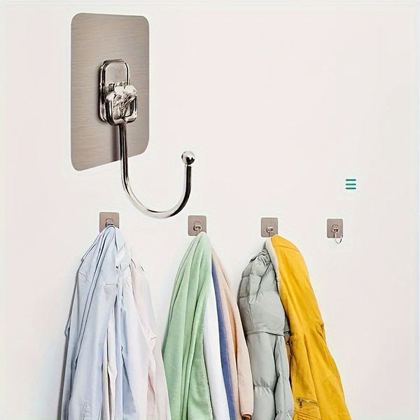 Set of 5/10 Large Adhesive Wall Hooks for Bathroom Kitchen - Yahko Merchandise