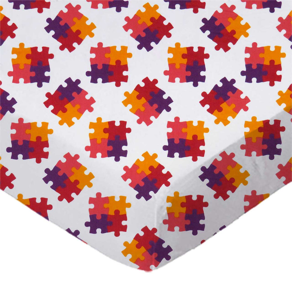 SheetWorld Fitted Crib Sheet - 100% Cotton Woven - Puzzle, Made In USA - Yahko Merchandise