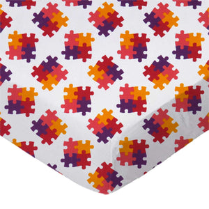 SheetWorld Fitted Crib Sheet - 100% Cotton Woven - Puzzle, Made In USA - Yahko Merchandise