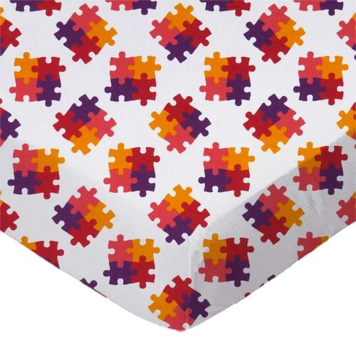 SheetWorld Fitted Crib Sheet - 100% Cotton Woven - Puzzle, Made In USA - Yahko Merchandise