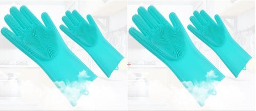 Silicone Heat - resistant Cleaning Brush Scrubbing Gloves - Yahko Merchandise