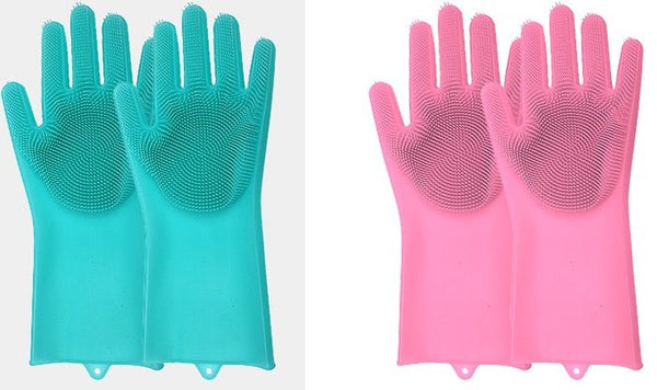 Silicone Heat - resistant Cleaning Brush Scrubbing Gloves - Yahko Merchandise