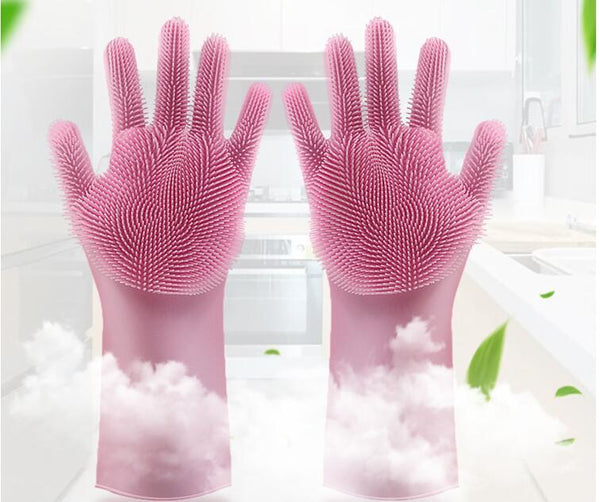 Silicone Heat - resistant Cleaning Brush Scrubbing Gloves - Yahko Merchandise