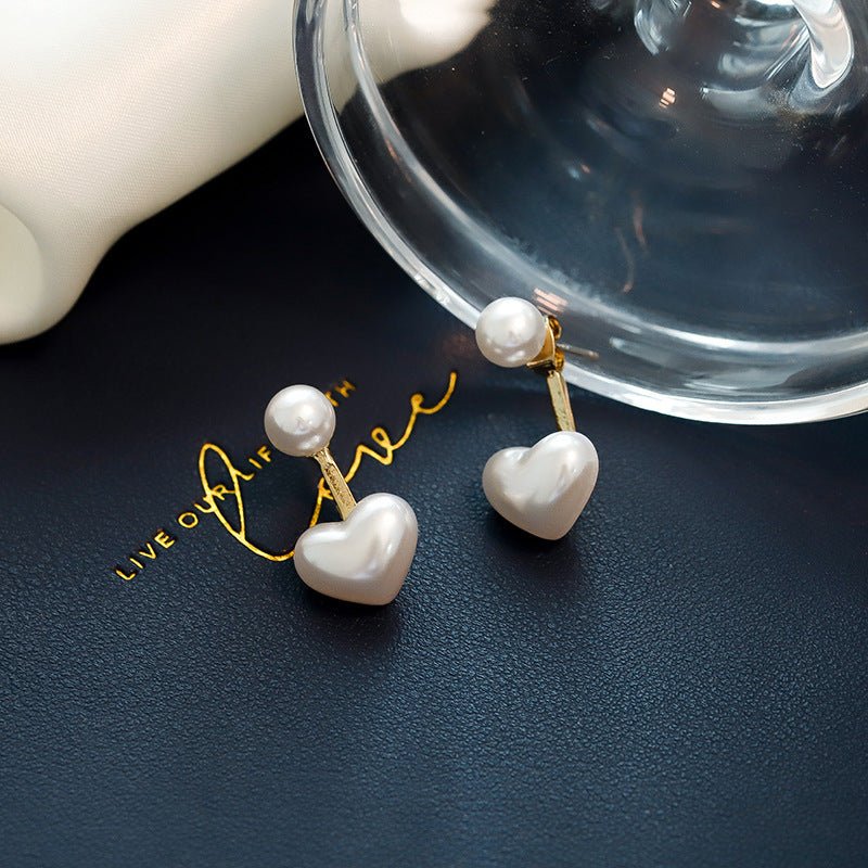 Simple Temperament Love Pearl Stud Earrings - Yahko Merchandise