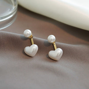 Simple Temperament Love Pearl Stud Earrings - Yahko Merchandise