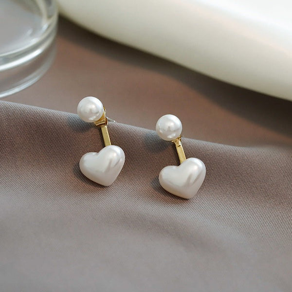 Simple Temperament Love Pearl Stud Earrings - Yahko Merchandise