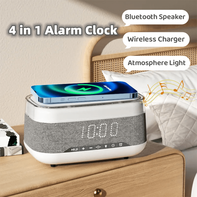Smart Multi - Function Alarm Clock with Bluetooth Speaker, Wireless - Yahko Merchandise