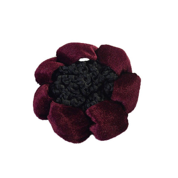 Solid Color Performance Dance Velvet Headband With Hair Mesh Bag - Yahko Merchandise