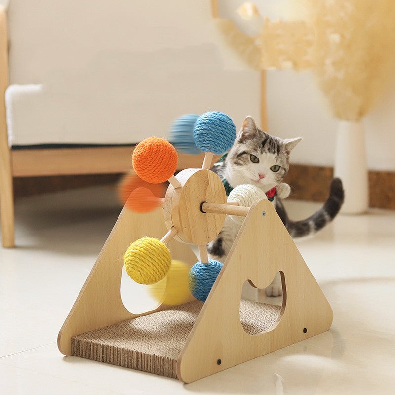 Solid Wood Rotary Table Cat Scratch Board Sisal Hemp Pet Products - Yahko Merchandise