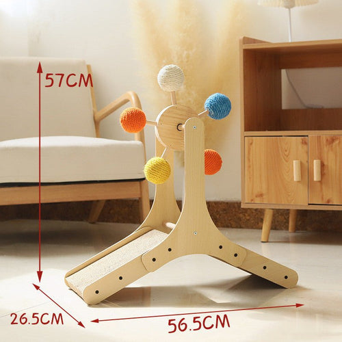 Solid Wood Rotary Table Cat Scratch Board Sisal Hemp Pet Products - Yahko Merchandise
