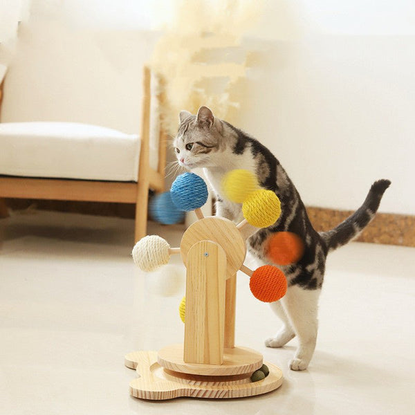 Solid Wood Rotary Table Cat Scratch Board Sisal Hemp Pet Products - Yahko Merchandise