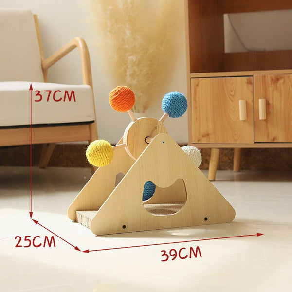 Solid Wood Rotary Table Cat Scratch Board Sisal Hemp Pet Products - Yahko Merchandise