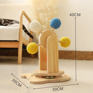 Solid Wood Rotary Table Cat Scratch Board Sisal Hemp Pet Products - Yahko Merchandise