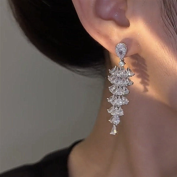 Sparkling Zircon Christmas Tree Drop Earrings For Women Trendy Xmas Tree Plant Dangle Earrings New Year Festival Party Jewelry - Yahko Merchandise