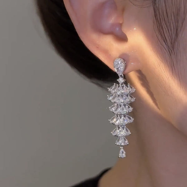 Sparkling Zircon Christmas Tree Drop Earrings For Women Trendy Xmas Tree Plant Dangle Earrings New Year Festival Party Jewelry - Yahko Merchandise