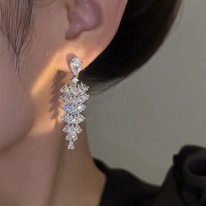 Sparkling Zircon Christmas Tree Drop Earrings For Women Trendy Xmas Tree Plant Dangle Earrings New Year Festival Party Jewelry - Yahko Merchandise